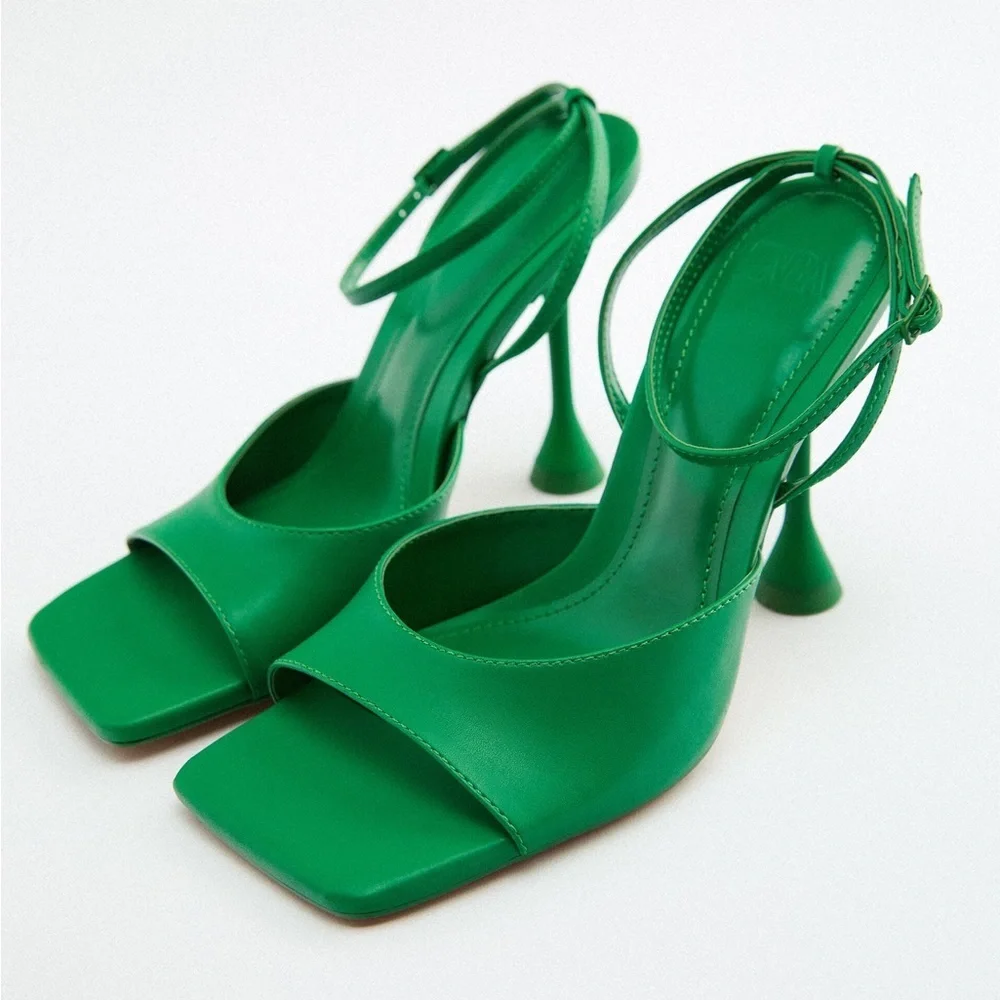 NWT. Zara Green Heeled Sandals. Size 7,5 - Picture 2 of 9